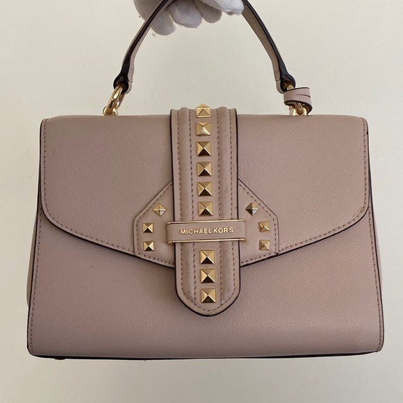 Michael Kors Handbags - SOLD!Michael Kors Bleeker Small Studded Crossgrain Leather Satchel, Retails $498